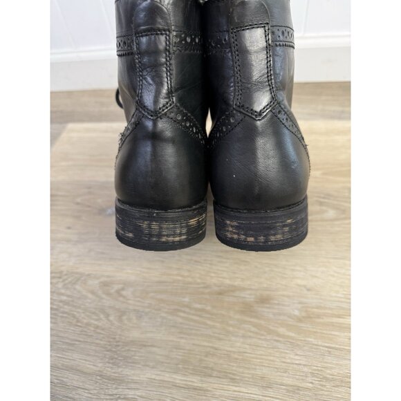 Studio Ink Cowboy Wing Tip Men's Black Leather Ankle Boots Size 9 Brogue - Picture 9 of 12